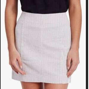 NWT Free people Modern Femme Yarn-Dye Pinstripe Mini Skirt Size 10 Black/White